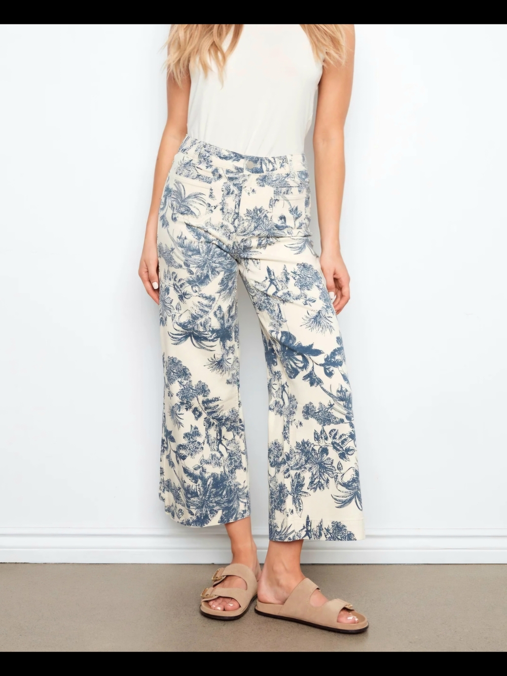 Wide Leg Crop Pants Rachel Zoe Summer 100% Light Breathable Linen Elastic Waist